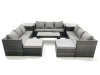 Fimous Outdoor Garden Furniture Set 8 Pieces Rattan Sofa Set with Coffee Table 2 Big Footstools Side Table Dark Grey Mixed