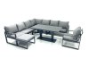 Fimous 9 Seater Outdoor Aluminum Garden Furniture Set Corner Sofa Big Footstool Chair Adjustable Rising Lifting Dining Table Sets Dark Grey