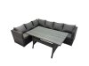 Fimous Outdoor PE Rattan Sofa Set with Dining Table Patio Garden Furniture Sets Dark Grey Mixed
