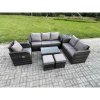 Fimous Patio Garden Furniture Sets Wicker 8 Seater Outdoor Rattan Furniture Sofa Sets with Rectangular Coffee Table Reclining Chair 3 Seater Sofa Side Table