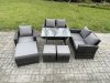 Fimous 8 Seater Garden Dining Set Wicker PE Rattan Outdoor Furniture Sofa with Rectangular Dining Table Double Seat Sofa Dark Grey Mixed