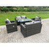Fimous Outdoor Rattan Garden Furniture Sofa Set Dining Table Reclining Chairs Love Sofa 6 Seater