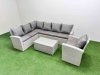 Fimous 7 Seater Garden Outdoor PE Rattan Furniture Set Rattan Garden Sofa Set with Big Footstool Light Grey Mixed