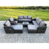Fimous 10 Seater Outdoor Rattan Garden Furniture Set Conservatory Patio Sofa Coffee Table With 2 Big Footstool Dark Grey Mixed