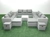 Fimous Garden Outdoor Furniture Set 14 Seater Rattan Sofa Set with Side Table 4 Footstools Light Grey Mixed