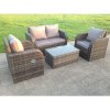 Fimous Dark Grey Mix PE Wicker Rattan Garden Furniture Set Sofa Set Reclining Adjustable Chair 4 Seater