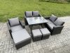 Fimous 8 Seater Garden Dining Set Wicker PE Rattan Outdoor Furniture Sofa with Rectangular Dining Table Double Seat Sofa Dark Grey Mixed