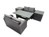Fimous 4 Seat Outdoor Wicker PE Rattan Garden Furniture Set Dining Table Sofa Sets with 2 Side Tables Dark Grey Mixed