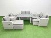 Fimous 10 Pieces Outdoor PE Rattan Sofa Reclining Chair Set Patio Garden Furniture Sets with Cushions 2 Side Tables 3 Stools Light Grey