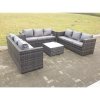 Fimous Outdoor Rattan Garden Furniture Lounge Sofa Set With Square Coffee Table