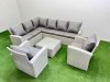 Fimous Outdoor Rattan Garden Furniture Set 8 Seater Corner Sofa Sets with Square Coffee Table 2 Chairs Light Grey Mixed