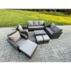 Fimous Patio Garden Furniture Sets Wicker 10 Seater Outdoor Rattan Furniture Sofa Sets with Rectangular Coffee Table Reclining Chair Loveseat Sofa 3 Footstools