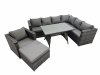 Fimous Rattan garden furniture Patio Furniture Sets with Dining Table Big Stool Chair Dark Grey Mixed