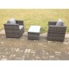 Fimous Rattan Garden Furniture Chairs Oblong Coffee Table Set