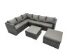 Fimous Rattan Garden Furniture Patio Furniture Sets with Corner Sofa Square Coffee Table Big Footstool Dark Grey Mixed