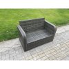 Fimous Outdoor Garden Furniture Sets 8 Seater Wicker Rattan Furniture Sofa Sets with Rectangular Coffee Table Love Sofa 2 Small Footstools Dark Grey Mixed