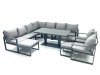 Fimous 12 Seater Outdoor Aluminum Garden Furniture Set Corner Sofa 2 Chair 3 Footstools Adjustable Rising Lifting Dining Table Sets Dark Grey