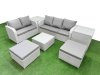 Fimous 7 Seater PE Rattan Wicker Garden Furniture Patio Conservatory Sofa Set with Square Coffee Table 3 Seater Sofa Love Sofa 2 Big Footstool 2 Side Table