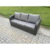 Fimous 8 Seater Outdoor Rattan Garden Furniture Set Conservatory Patio Sofa Coffee Table With 2 Big Footstool Side Table Dark Grey Mixed