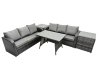 Fimous Garden Rattan Outdoor Furniture Set 6 Seater with 3 Seater Sofa 2 Side Table Dark Grey