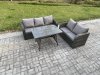 Fimous High Back PE Rattan Sofa Set Outdoor Garden Furniture Dining Table Set Love Sofa 3 Seater Sofa