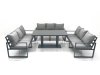 Fimous 9 Seater Garden Sofa Set Aluminium Furniture Rising Dining Tabe Set Dark Grey