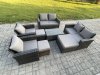 Fimous Garden Furniture Sets 8 Pieces Outdoor Rattan Furniture Manual Wicker Patio Sofa Chair Set with Coffee Table 3 Footstools Dark Grey Mixed