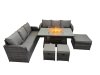 Fimous Garden Outdoor Rattan Furniture Set Rattan 3 Seater Sofa with 3 Stools Dark Grey Mixed