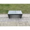 Fimous Rattan Oblong Rectangular Coffee Tea Table Outdoor Garden Furniture Patio Accessory Dark Grey Mixed