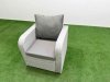 Fimous Light Grey PE Wicker Rattan Garden Furniture Set Sofa Set Reclining Chair Firepit Dining Table 6 Seater 2 Big Stools