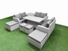 Fimous 9 PCs Rising Dining Table Set Inclining Love Sofa Seat 2 Big Footstool 2 Small Stool 1 Side Table Light Grey