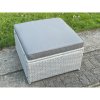 Fimous Light Grey Rattan Footstool Patio Outdoor Garden Furniture Accessory With Thick Dark Grey Cushion