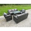 Fimous Outdoor Rattan Garden Furniture Sofa Set Dining Table Recling Arm Chairs Lounge Sofa 8 Seater