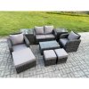 Fimous Wicker PE Rattan Outdoor Furniture Set Garden Love Sofa Coffee Table 2 Armchair 3 Footstools 2 Side Tables Dark Grey Mixed