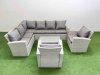 Fimous 8 Seater Garden Outdoor PE Rattan Furniture Set Rattan Garden Sofa Set with 2 Chair Light Grey Mixed
