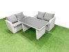 Fimous 3 Pieces Outdoor PE Rattan Sofa Set Patio Garden Furniture Sets with Cushions Light Grey