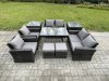 Fimous Garden Furniture Sets 9 Pieces Wicker Rattan Furniture Manual Wicker Patio Sofa Patio Conversation Set with 2 Small Footstools 2 Side Tables Dark Grey Mixed