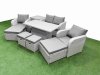 Fimous 9 PCs Rising Dining Table Set Reclining Chair Inclining Love Sofa Seat 2 Big Footstool 2 Small Stool 1 Side Table Light Grey