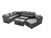 Fimous Rattan Garden Furniture Dining Set 10-seater Patio Coffee Table Sofa Set with 3 Stools Side Table Dark Grey Mixed