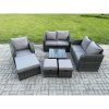 Fimous 7 Piece Garden Furniture Sets 6 Seater Outdoor Patio Furniture Set Weaving Wicker Rattan Sofa Chair and Table with 3 Footstools