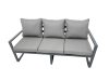 Fimous Outdoor Garden Furniture Set Aluminium Lounge 3 Seat Sofa Oblong Coffee Table Sets with 4 Stools 2 Side Tables Dark Grey