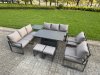 Fimous 7 Piece Garden Furniture Set 10-Seater Aluminium Outdoor Dining Set with Adjustable Rising Lifting Dining Table & Cushions Dark Grey