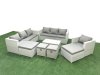 Fimous Rattan Garden Furniture Set 8 Pieces Outdoor Garden Sofa Chair Coffee Table Set with 4 Footstools Light Grey Mixed