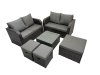 Fimous Rattan Garden Outdoor Furniture Set Love Sofa Square Coffee Table Set with 3 Stools Dark Grey Mixed