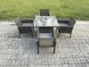 Fimous Wicker PE Outdoor Rattan Garden Furniture Arm Chair And Table Dining Sets 4 Seater Square Dining Table Dark Grey Mixed