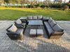 Fimous 10 Seater Rattan Outdoor Garden Furniture Sofa Set Patio Table & Chairs Set with 3 Seater Sofa Rectangular Dining Table 2 Small Footstool 2 Side Tables Dark Grey Mixed