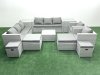 Fimous Garden Outdoor Furniture Set 12 Seater Rattan Sofa Set with 4 Footstools 2 Side Tables Light Grey Mixed