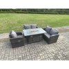 Fimous Patio Rattan Garden Furniture Set with Gas Fire Pit Dining Table Indoor Outdoor 4 piece Love Sofa set