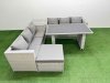 Fimous Rattan Garden Furniture Dining Set 7-seater Patio Rectangular Table Sofa Set with Side Table Big Stool Light Grey