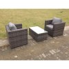 Fimous Rattan Garden Furniture Chairs Oblong Coffee Table Set
